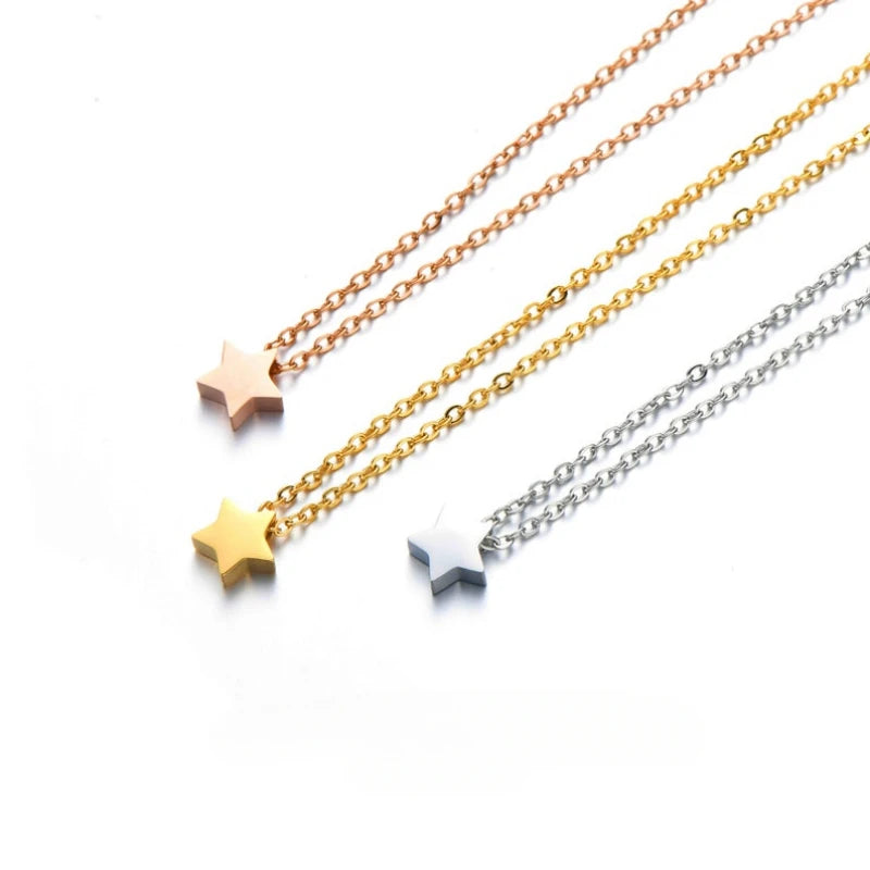 Fashion Stainless Steel Star Shaped Pendant Necklace Romance Valentine's Gift For Women Girls Temperament Neck jewellery