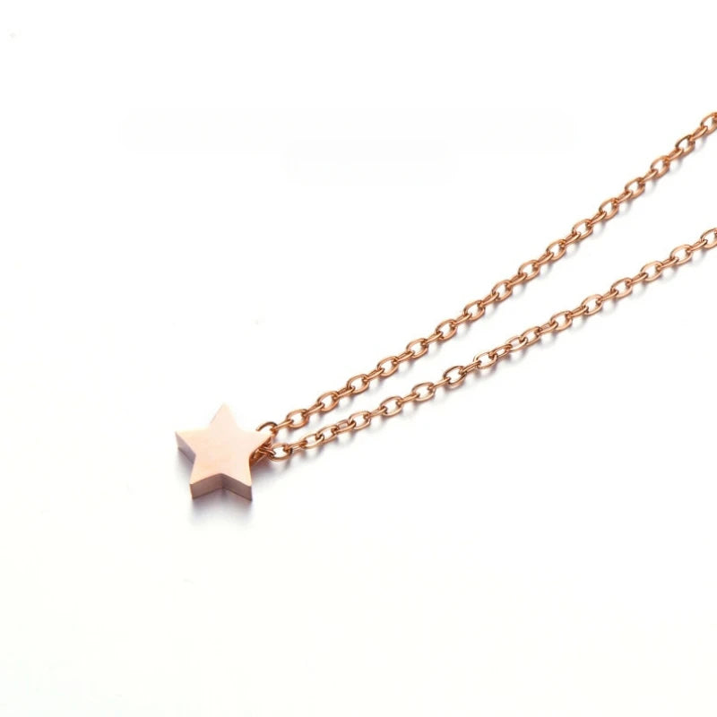 Fashion Stainless Steel Star Shaped Pendant Necklace Romance Valentine's Gift For Women Girls Temperament Neck jewellery