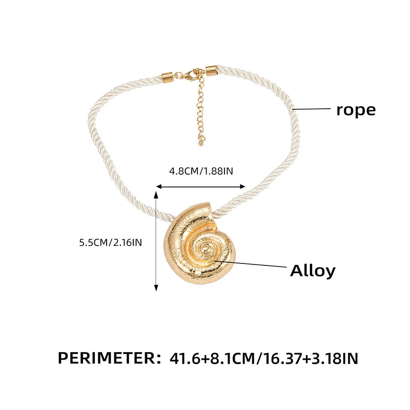 Fashionable Summer Vacation Ocean Conch Ear Studs Necklace for Women Trendy Beach Party Exaggerated Bohemian Jewelry Earrings