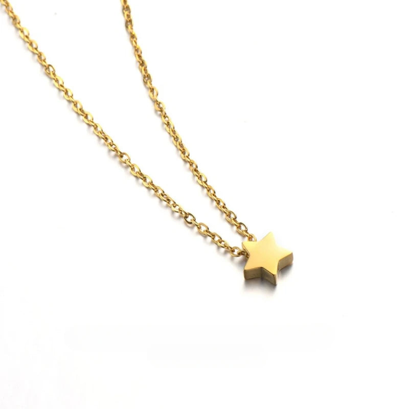 Fashion Stainless Steel Star Shaped Pendant Necklace Romance Valentine's Gift For Women Girls Temperament Neck jewellery
